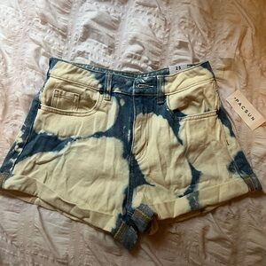 PacSun Blue and Cream Jean Shorts High-Waisted